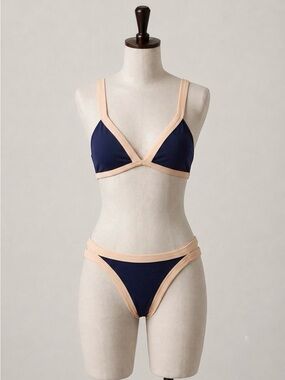 👙BOGO Free L*SPACE Navy and Beige Trim Two-Piece Bikini